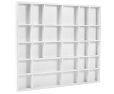Creative Deco Petite Étagère à Casiers Blanche Vitrine | 28 Compartiments | 44,5 x 40 x 3 cm | Plateau en Bois à Décorer | Parfait pour Rangement des Bijoux, Perles, Boutons et dautres Objets