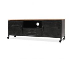Festnight Meuble TV Style Industriel avec Tiroir 120 x 30 x 43 cm Noir