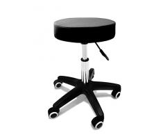 Crisnails® Tabouret pivotant à roulettes de qualité professionnelle pour coiffeur/esthéticien/dentiste Noir