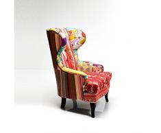 DESIGN FAUTEUIL À OREILLES "PATCHWORK" | bariolé, 100 cm, coton | sièges, chaises