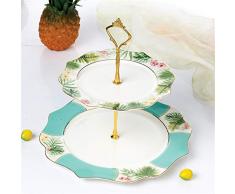 Shuangklei Assiettes À Fruits Support De Dessert Élégant en Osier De Style Moderne en Chine (2 Couches) pour Noce/Buffet, 20-27Cm