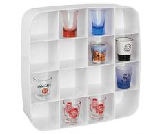 mDesign vitrine pour figurine – vitrine collection en plastique avec 16 compartiments – étagère murale carrée pour voitures de jouets, figurines, vernis à ongles, parfums, etc. – blanc