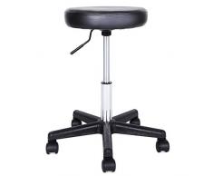 SONGMICS Tabouret de travail rotatif, Siège mobile, Hauteur réglable 46-58 cm, Assise rembourrée, Revêtement en PU, pour Salon de beauté, Bureau, Clinique, Noir LJB61B