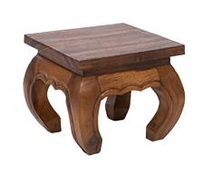 Table basse d'opium, 30x30x23 cm, artisanal, fait de massif bois, naturel