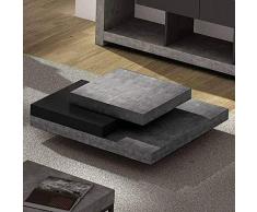 Slate, Table Basse : leffet béton avec la souplesse de matériaux légers - 90 x 90 x 30 cm - Aspect béton Mat, Lisse au Toucher/Noir