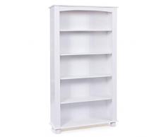 Paris Prix - Bibliothèque 5 Niveaux en Pin Alienor 180cm Blanc