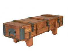 Coffre de Voyage en bois ancien Table Basse de Campagne hauteur 38 cm, profondeur 41 cm, largeur 120 cm