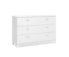 Inter Trade 2282 Enfilade buffet bahut bas 6 Tiroirs Bois Blanc 120 x 40 x 80 cm