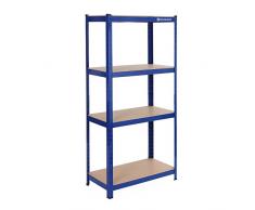 SONGMICS 160 x 80 x 40 cm, Étagère de rangement, Charge lourde, en Acier, Résistant, Clipsable, 4 Niveaux, Tablette en MDF, Capacité de 520 kg. Garage GLR44Q