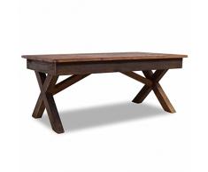 Tidyard Table Basse Rectangulaire | Table de Salon | Table Basse Relevable | Table Basse Industrielle en Bois de Récupération Massif 110 x 60 x 45 cm
