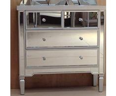 Port de Soller Valetta Grande Effet Miroir/Bois Commode Multi 4 tiroirs Meubles de Chambre à Coucher