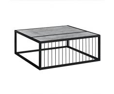 [en.casa] Table Basse Moderne Plateau MDF Pieds de Table en Épingle à Cheveux Béton 75cm x75cm x 30cm