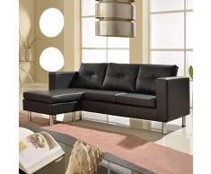 Designetsamaison Canapé Angle réversible 4 Places Noir - Nastan