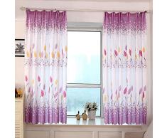 kingko® Country Style Imprimer Rideaux de fenêtre Sheer Pour Salon Chambre 100cm x 200cm (Violet)