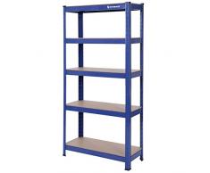SONGMICS 150 x 75 x 30 cm, Étagère de Rangement, Charge Lourde, en Acier, Résistant, Clipsable, 5 Niveaux, Tablette en MDF, Capacité de 650 kg. Garage GLR30Q