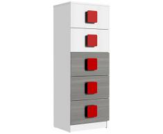Suarez J523-5CZJ Nua Chiffonnier avec 5 Tiroirs Mélamine Blanc 120 x 55 x 73 cm