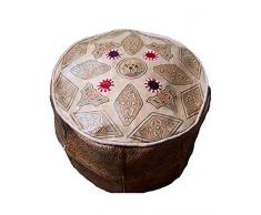 Pouf Marocain Maroc Véritable Cuir Oriental Ethnique Repose-Pieds 2806191226