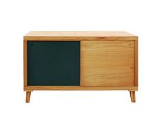 Mobili Rebecca® Armoire Basse Support Télévision Meuble TV 2 Portes Coulissantes Bois Marron Vert Salon Entrée Décor Moderne (Cod. RE6057)