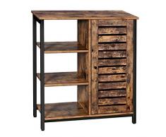 VASAGLE Meuble de rangement, Meuble de Salle, Armoire de rangement, Style industriel, Buffet, 3 Niveaux, pour Salon, Chambre, Couloir, Cuisine, 70 x 30 x 81 cm, Marron rustique et noir LSC74BX