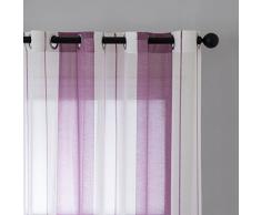 Miulee Lot DE 2 Décorative Rideaux Voilage Imprimes Fenêtre Design Moderne Uni à Oeillets Décoration pour Maison Salon Cuisine Chambre 140x225cm Blanc+Violet