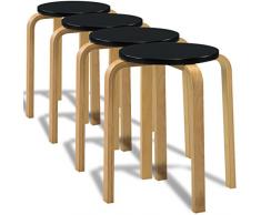 vidaXL 4X Tabourets Empilables Bois Cintré Noir