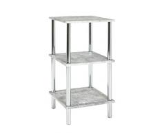 Haku Moebel Etagère, Tube dAcier, Chromé/Optique Béton, 39 x 39 x 77 cm