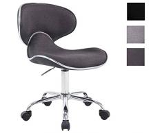 CLP Tabouret De Travail Las Vegas V2 en Tissu I Chaise De Bureau A roulettes I Hauteur Réglable Et Piétement Robuste Gris Foncé