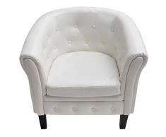 vidaXL Fauteuil Cabriolet Similicuir Blanc Bureau Cuisine Chaise de Salon