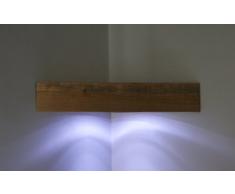Étagère flottante en chêne avec étagère d'angle en bois avec LED blanche lumineuse