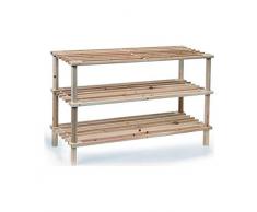 ETAGERE PIN 3 ETAGES 63X26X48.5CM BOIS CLAIR RANGEMENT SALLE DE BAIN CHAMBRE BUANDERIE CHAUSSURE