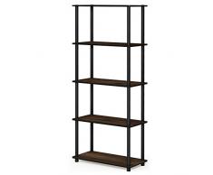 Furinno Turn-N-Tube Présentoir à étagères polyvalentes à 5 Niveaux, Columbia Walnut/Black, One Size