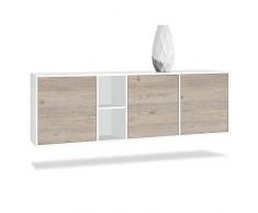 Vladon Buffet Armoire Cuba, Corps en Blanc Mat/Façades en Chêne Nordique