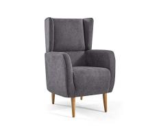 HOGAR TAPIZADO Fauteuil à Oreilles Gen capitonné en Tissu Anti-Taches Couleur Anthracite