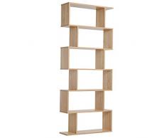 Homcom Bibliothèque étagère Zig zag Design Contemporain 80L x 23l x 192H cm 6 Niveaux Coloris chêne Clair