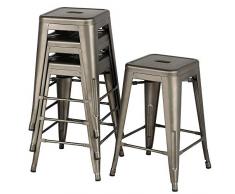 Yaheetech 4 x Tabouret de Bar Industriel de 61 cm de Haut Chaise de Bar Cuisine Comptoir Bistro Café Métal Couleur Métal Bronze