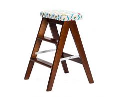 FCXBQ Marchepieds en Bois Massif Tabouret-échelle Multi-Niveaux en Bois Massif Multifonctions Cuisine Pliante Bureau de bibliothèque Bureau à 3 marches (Motif Lumineux) Coussin Amovible (Couleur:
