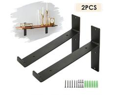 king do way Supports de Tablette, Supports d’Angle industriels pour Tablette Rustique, Panneau d’échafaudage, étagère Murale 2 Pcs de 210 mm * 150 mm (Forme T courbé, sans Planche)