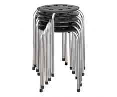 Norwood Commercial Furniture — NOR-STOOLBS-SO — Tabouret empilable en plastique, hauteur de 45 cm, largeur de 30 cm, longueur de 30 cm, noir avec pieds argentés (lot de 5)