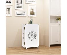 Festnight Meubles de Rangement avec Roues Style Vintage Commode Armoire Blanc 40 x 30,5 x 81 cm