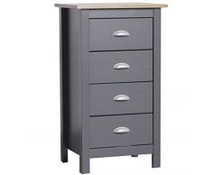 VS Venta-stock Chiffonnier 4 tiroirs Gris/Chêne