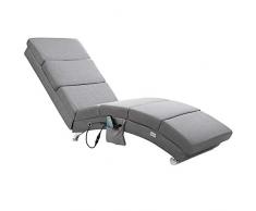 Chaise de Relaxation rembourrée méridienne London Tissu Gris Fauteuil Fonction Chauffage et minuterie télécommande Ergonomique 8 Points de Massage 2 Niveaux dintensité