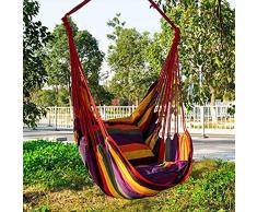 Fauteuil Suspendu Hamac Balançoire 2 personnes Fauteuil à bascule suspendu en tissu pour chambre à coucher, intérieur et extérieur, pour adulte, fille, garçon, avec 2 coussins