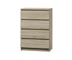 Selsey CLINO - Commode (70 cm, 4 tiroirs, effet chêne)