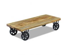 vidaXL Table Basse pour Salon Table dappoint en Bois de manguier 120 x 60 x 30 cm