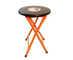 Tabouret JIMI H, relooké vinyle, tabouret pliant pieds oranges