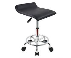 KKTONER Tabouret pivotant à roulettes Tabouret de Travail réglable en cuir synthétique Tabouret de bureau Tabouret de pratique médical Noir BBS0103E