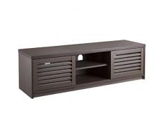 Maclean MC-874 Table Meuble TV jusquà 65 avec Portes coulissantes étagères pour Divers appareils HiFi et RTV