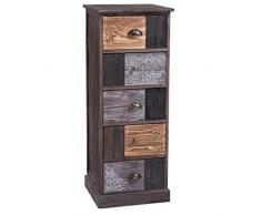 IDIMEX Chiffonnier Mara avec 5 tiroirs, Commode en Bois de Paulownia Style Vintage Ethnique bohême avec gravures