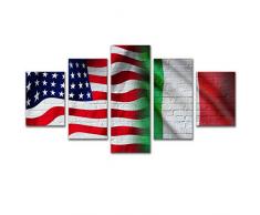 Modèle De Drapeau Italien Américain, Peinture sur Toile, Décoration De La Maison, Impression par Ordinateur, Peinture Murale, Mur De Fond De Canapé, Photo De Chambre À Coucher, sans Cadre, 50 * 25Cm