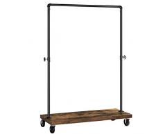 SONGMICS Portant à Vêtements Durable, Barre supérieure pour une Charge jusqu’à 90 kg, Porte-vêtements Roulante Industriel avec Étagère, Roulettes verrouillables, pour Buanderie, Épicerie, Noir HSR65BX